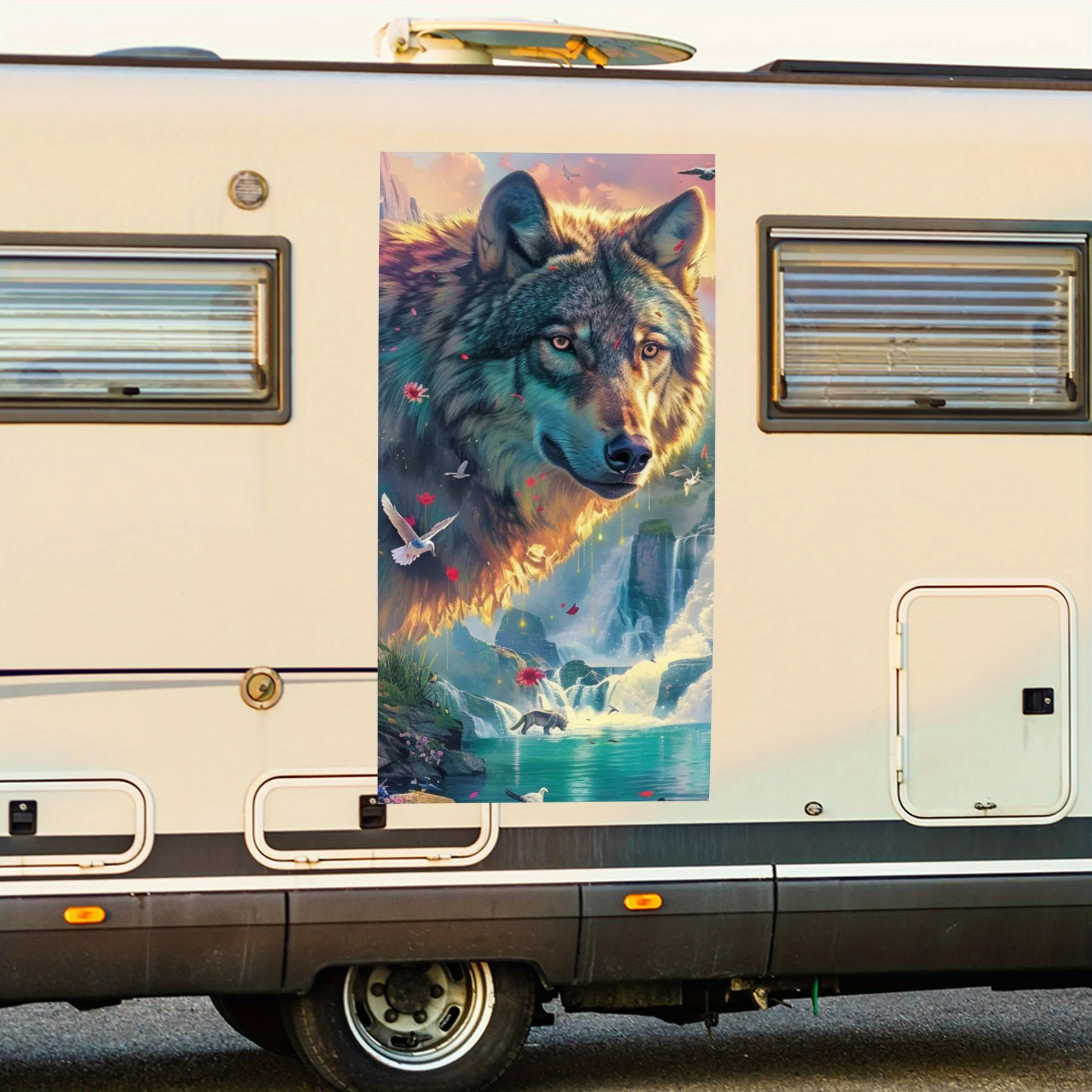 

Виниловая наклейка с изображением волка и природы для двери автомобиля на колесах, водонепроницаемые самоклеящиеся виниловые наклейки, декоративная защита Autom