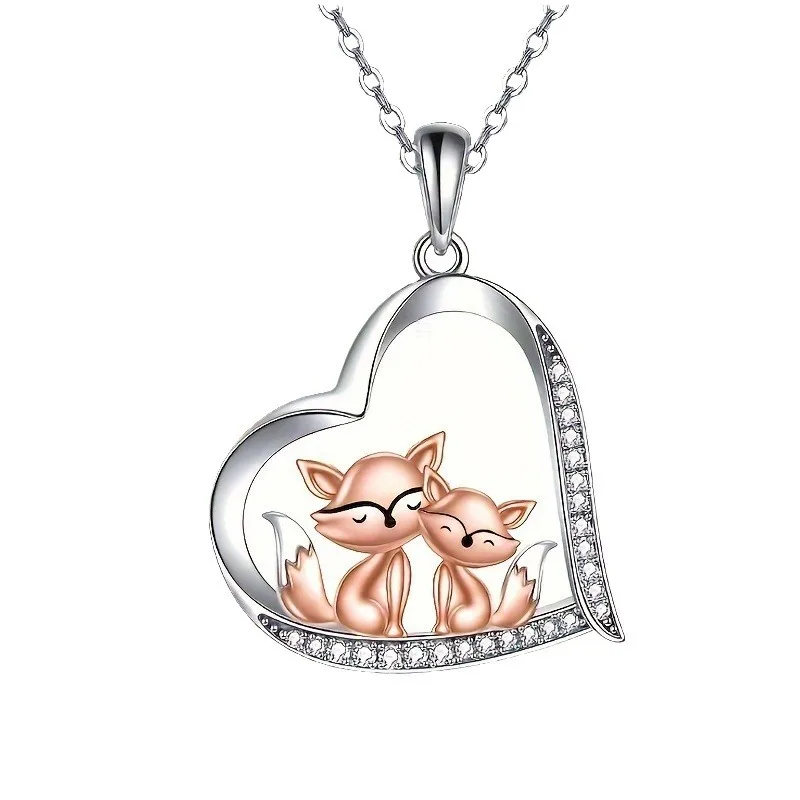 Two Foxes Necklaces Cute Pendant Mother Necklace Daughter Necklace