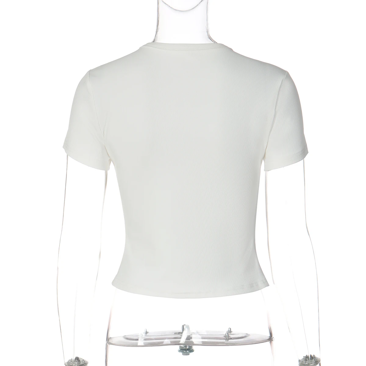 Hugcitar Fashion Solid O Neck Short Sleeve Buttons Sexy Slim Crop T-Shirt Top Summer Casual Women Clothes Streetwear Party