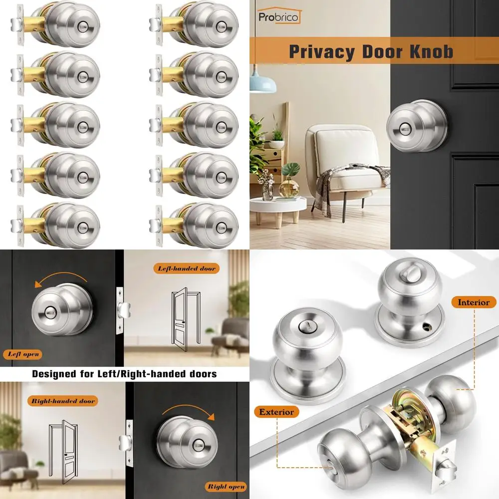 

Набор из 10 дверных ручек с матовым никелевым покрытием и функцией приватности для спальни и ванной комнаты