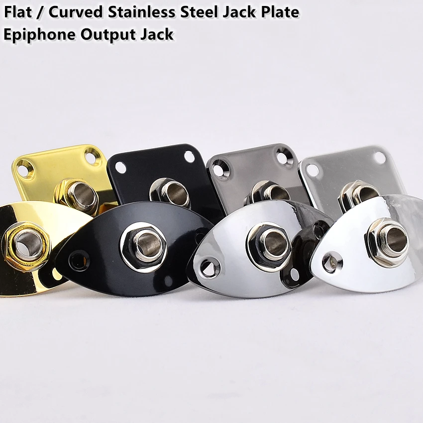 Flat / Curved Stainless Steel Jack Plate( Made in Japan by GOTOH) With Epiphone Output Jack For ST LP IBZ Electric Guitar Bass