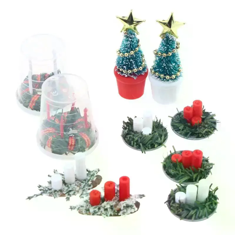 /GJ/1:12 Miniature Dollhouse Christmas Scene Accessories Candle/Tree DIY Xmas Living Room Decor Micro Landscape Model