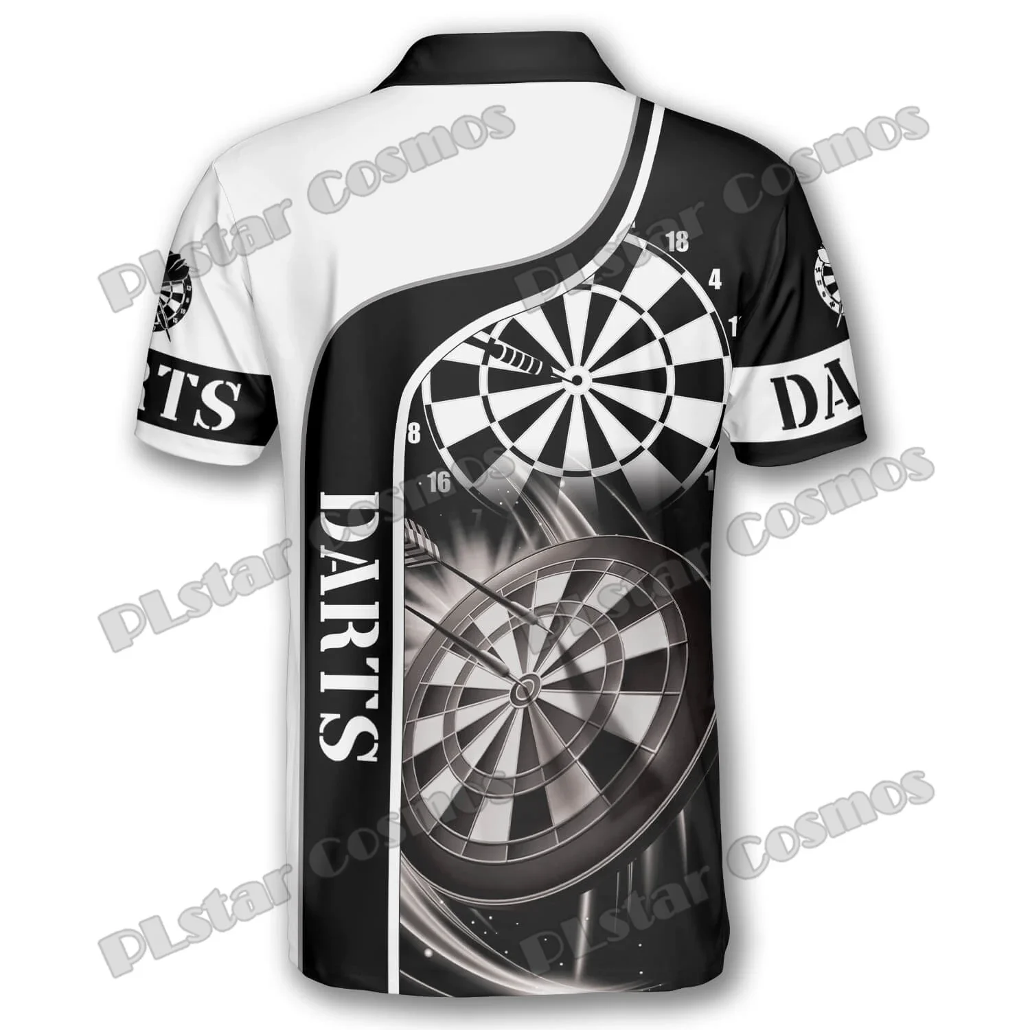 Darts Black White Emblem Pattern Custom Name 3D Printed Fashion Men's Polo Shirts Summer Casual Unisex Premium Polo Shirt PLP35