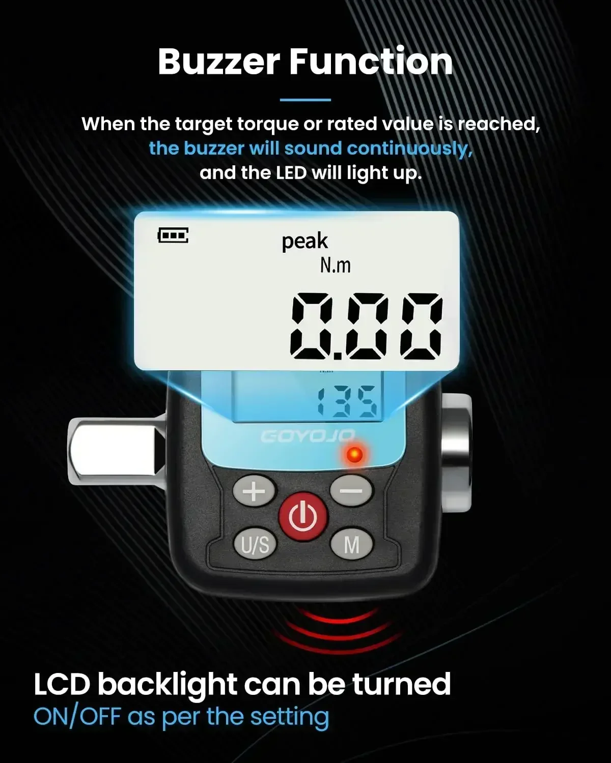 Adaptador de chave de torque digital 2025 - Conversor e medidor de ferramenta de torque eletrônico de precisão com display LCD, inclui 1/2", 1/4