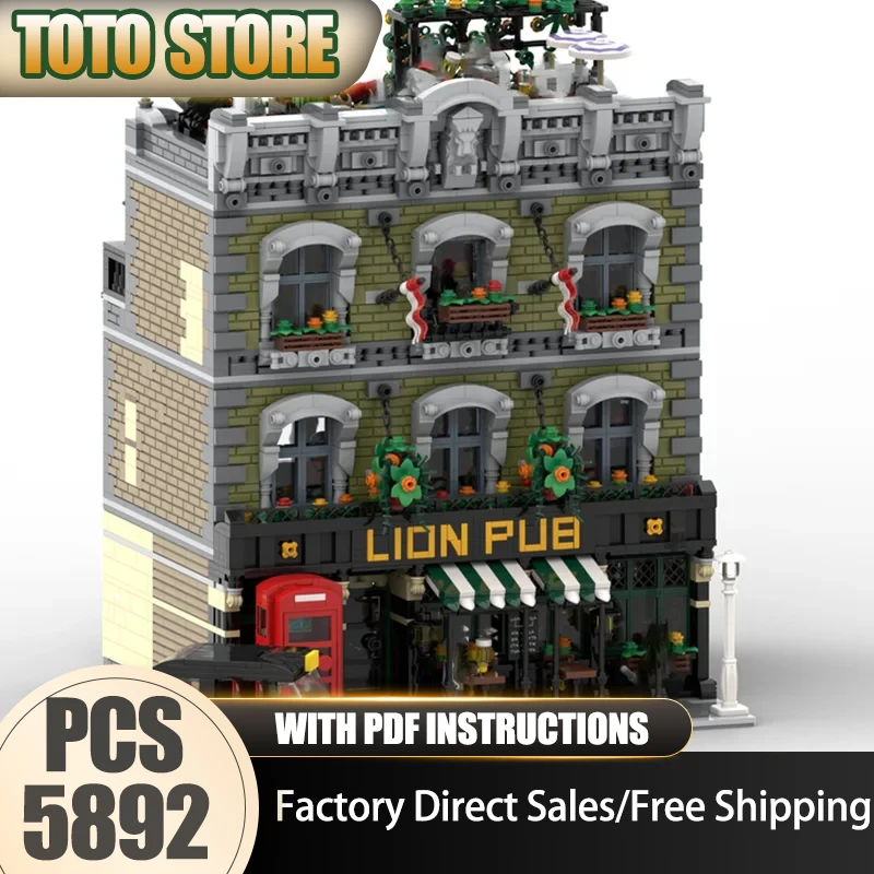 

Moc Building Block City Bar Model Technology Bricks DIY Assembly Present Holiday Modular City Building Model Construstion Toy