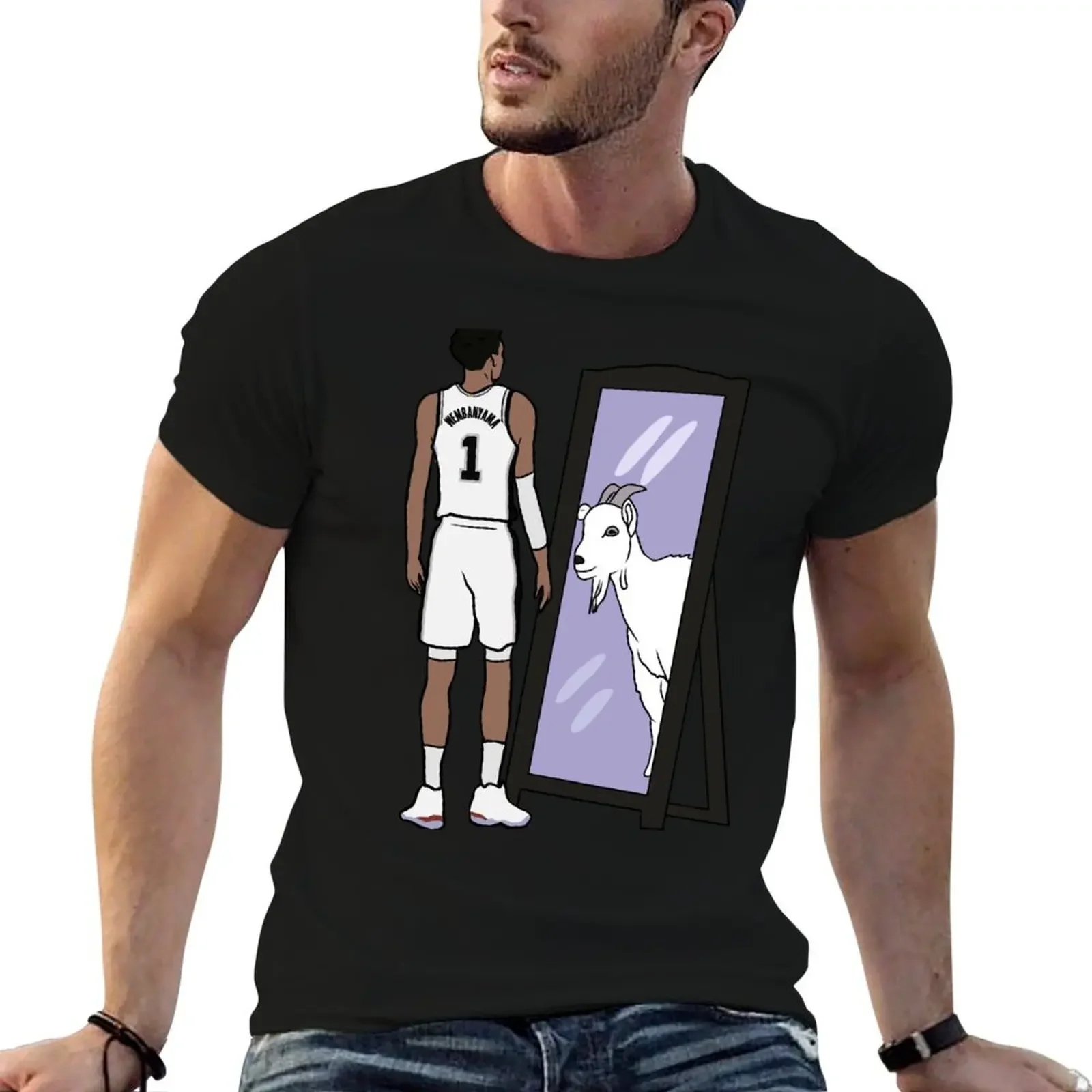 Victor Wembanyama Mirror GOAT T-Shirt designer shirts anime clothes new edition mens tall t shirts