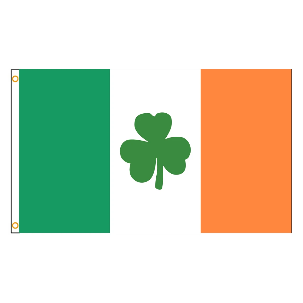 علم أيرلندا مقاس 3 × 5 أقدام بلون حيوي وأعلام آيرلاندز المحظوظة المقاومة للبهتان من البوليستر مع حلقات نحاسية