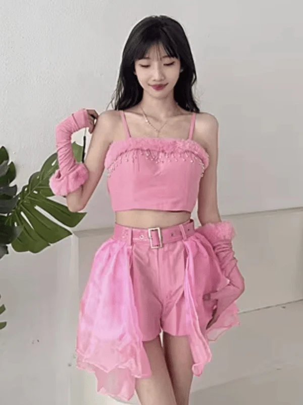 Pink Series Stage Performance Outfit for Women's Dance Team New Dance Bar Sexy DJ Lead Performance Costume Festival Style