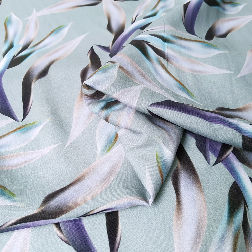 1 Meter x 1,4 Meter eleganter Blatt-Viskose-Stoff, weiches Popeline-Material für Kleider – Detail 4