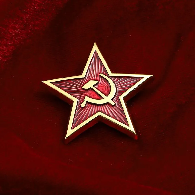 Former Soviet Union Emblem National Badge Defense Brooch Five-pointed Star Insignia Pin Sickle Hammer Symbol Double-headed Eagle