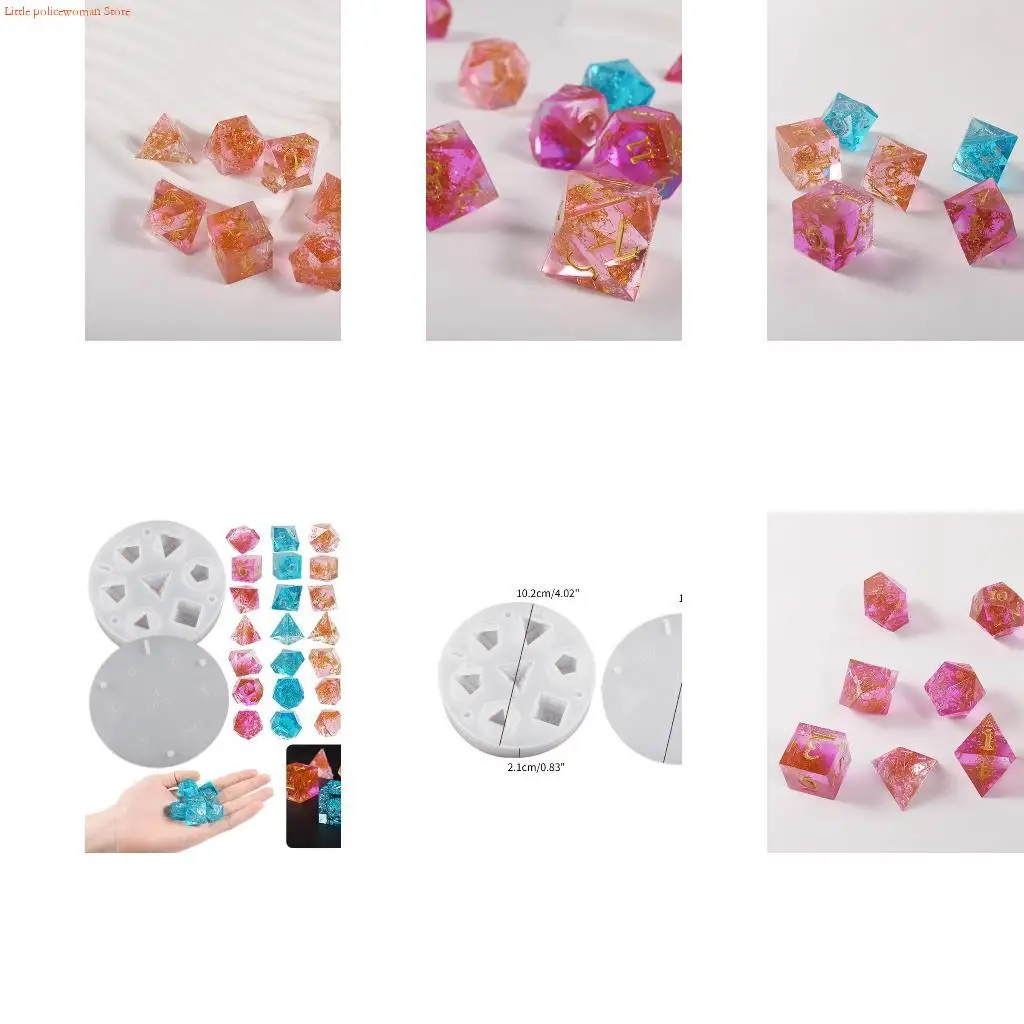 

F92D 7 Dices Square Triangle Dices Mold Numbers Game Silicone Mold Transparen