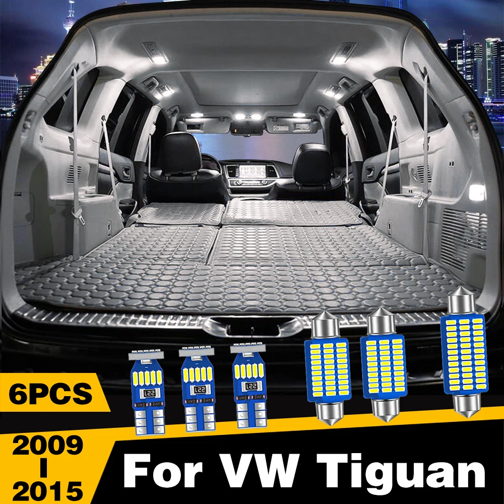 

6 Pcs LED Highlight Car Interior Dome Reading Light Roof Lamp Accessories For VW Tiguan 2009 2010 2011 2012 2013 2014 2015