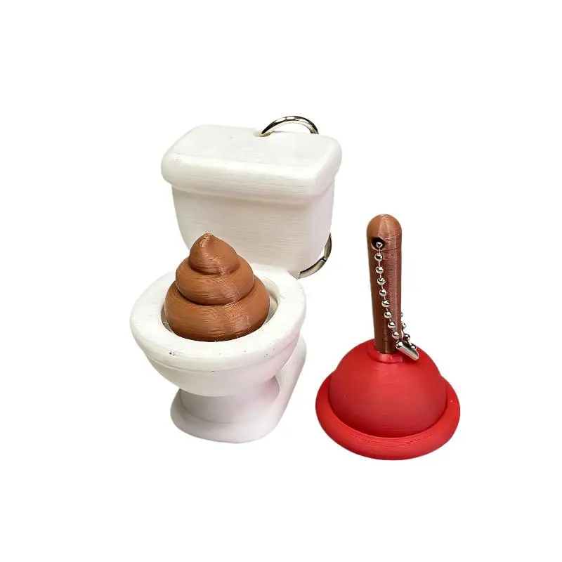 1/2 Stück Beruhigender Schlüsselanhänger, Schlüssel-Fingerknopf, Anti-Stress-Spielzeug, Toiletten-Kot-Schlüsselring, Taschenanhänger, Fingerspitzen-Klicker, Dekompressions-Spielzeug – Detail 10