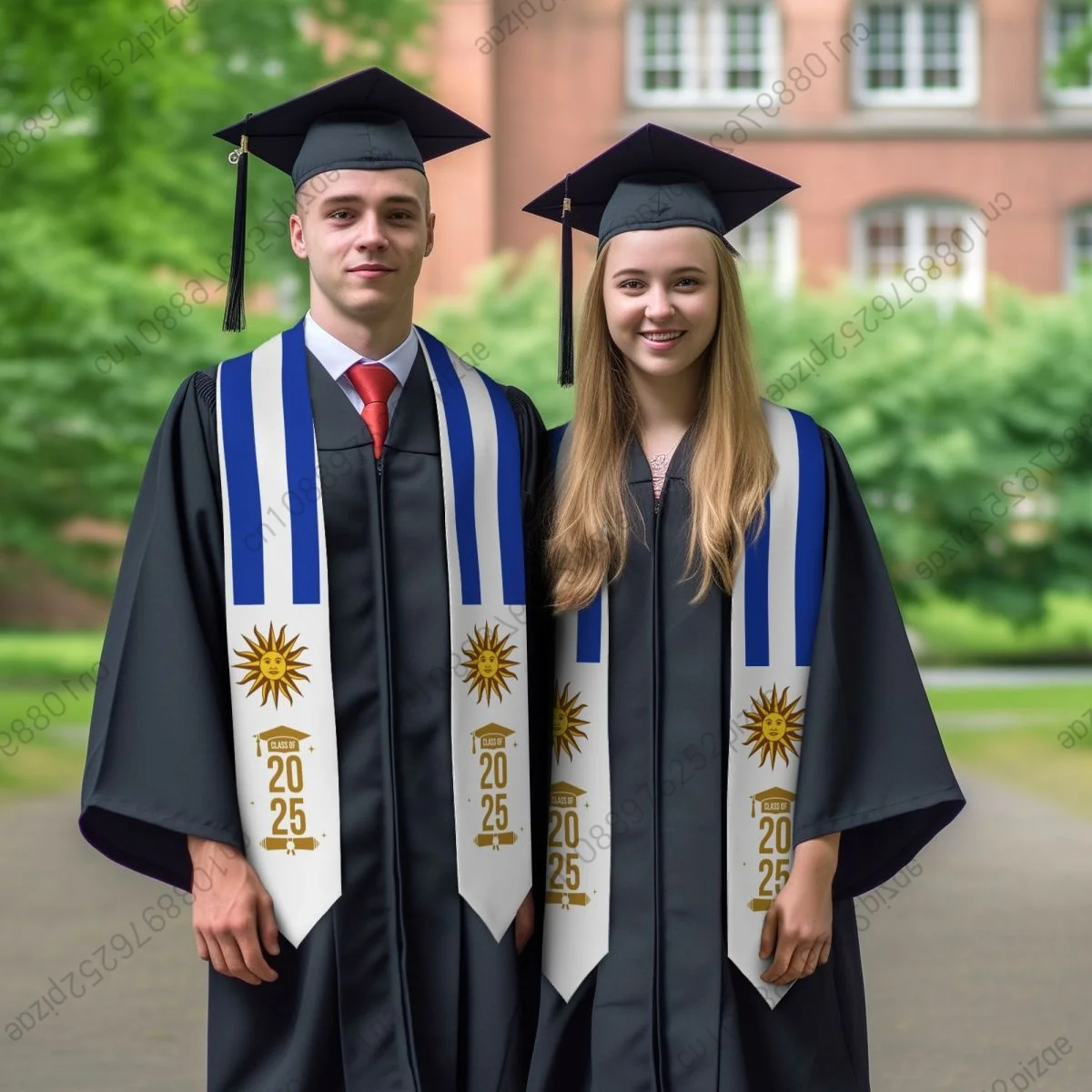 

New Uruguay Flag Unisex Top Print Graduation Stole Sash Adult Plain Graduate Honor Stole Class of 2025