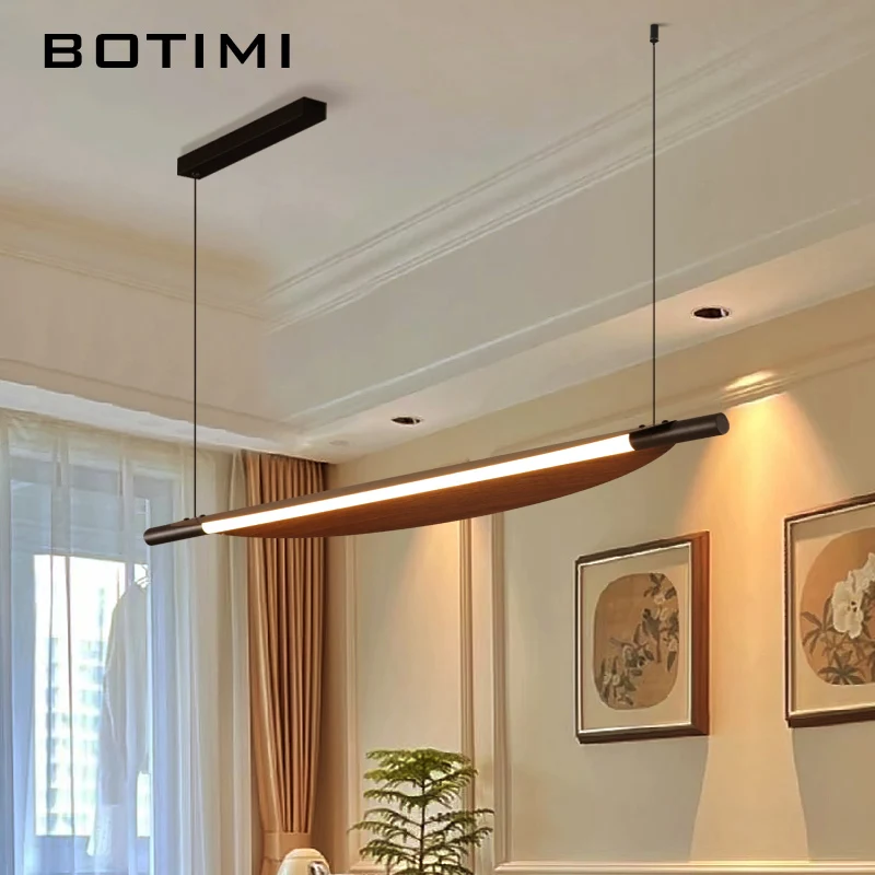 BOTIMI Lampade a sospensione in metallo a LED marrone per sala da pranzo Apparecchio da cucina moderno Lampada a sospensione per ristorante nordico Illuminazione per interni ad isola