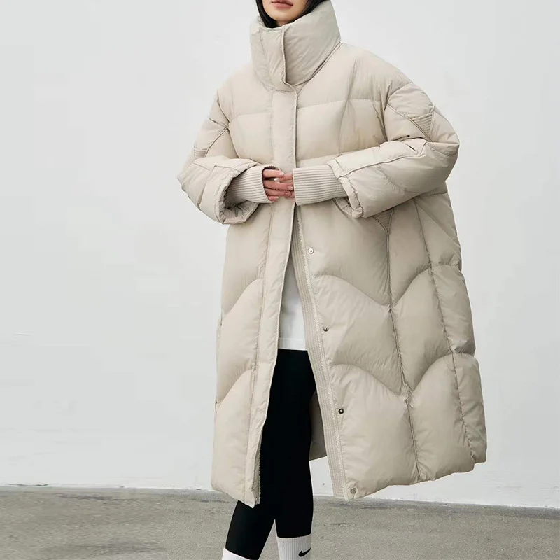 Long Down Jacket for Women 2025 New Style Fashionable Commuter Winter Elegant Casual Oversized Thickened Versatile Coat Trendy