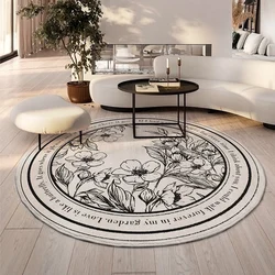 French Retro Living Room Decoration Carpet Round Plush Rugs for Bedroom Home Fluffy Soft Floor Mat Large Area Carpets Lounge Rug