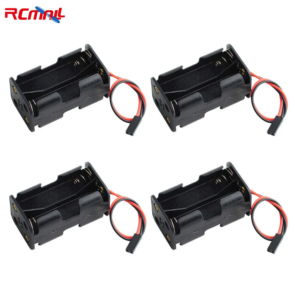 

RCmall 4PCS 4 Cell AA Battery Holder Case with JR Connector Receiver Battery Pack for RC Servo Tester Flysky Receiver