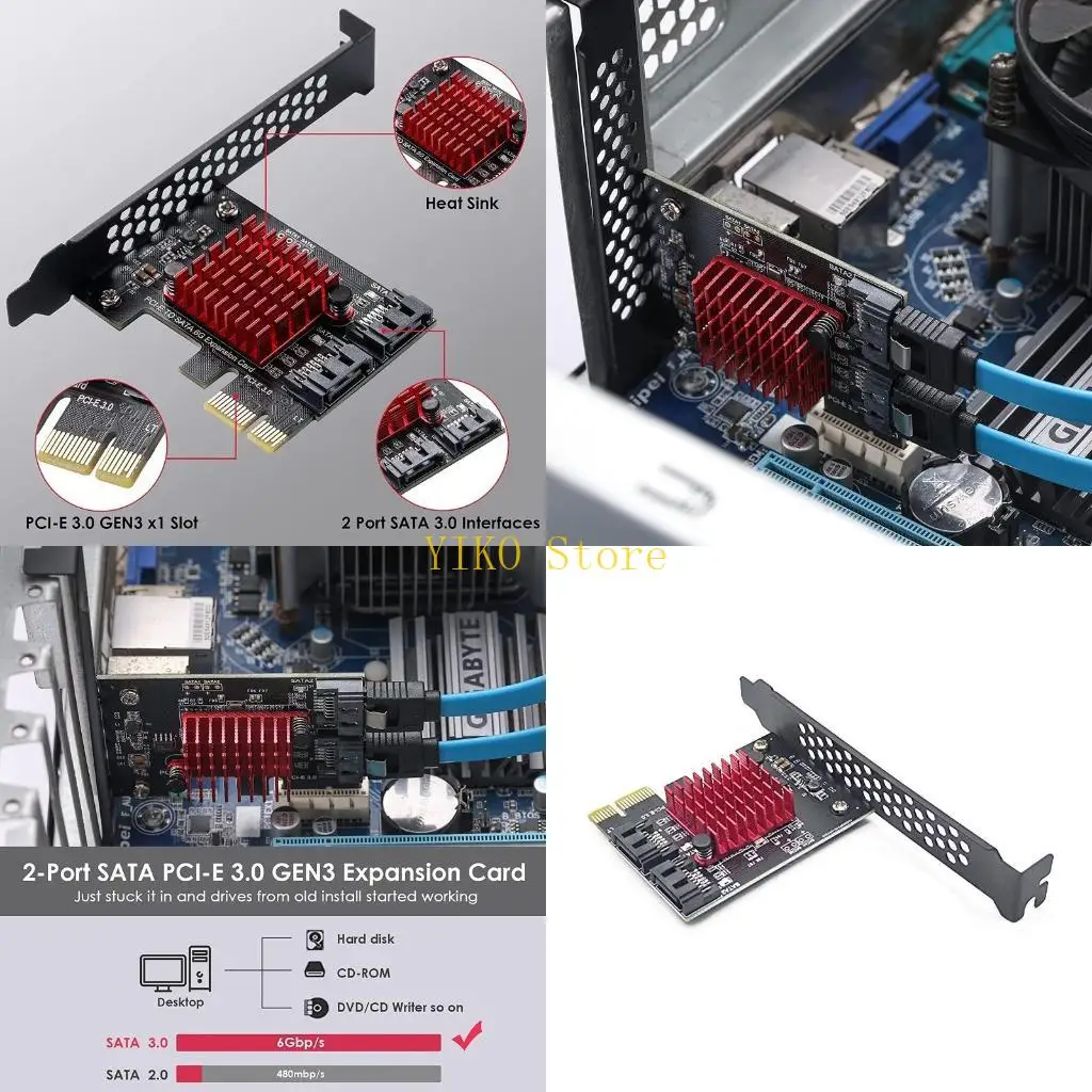 

K32C Карта расширения PCIe 6 Гбит/с, полноскоростная с чипом JMB582 кронштейна