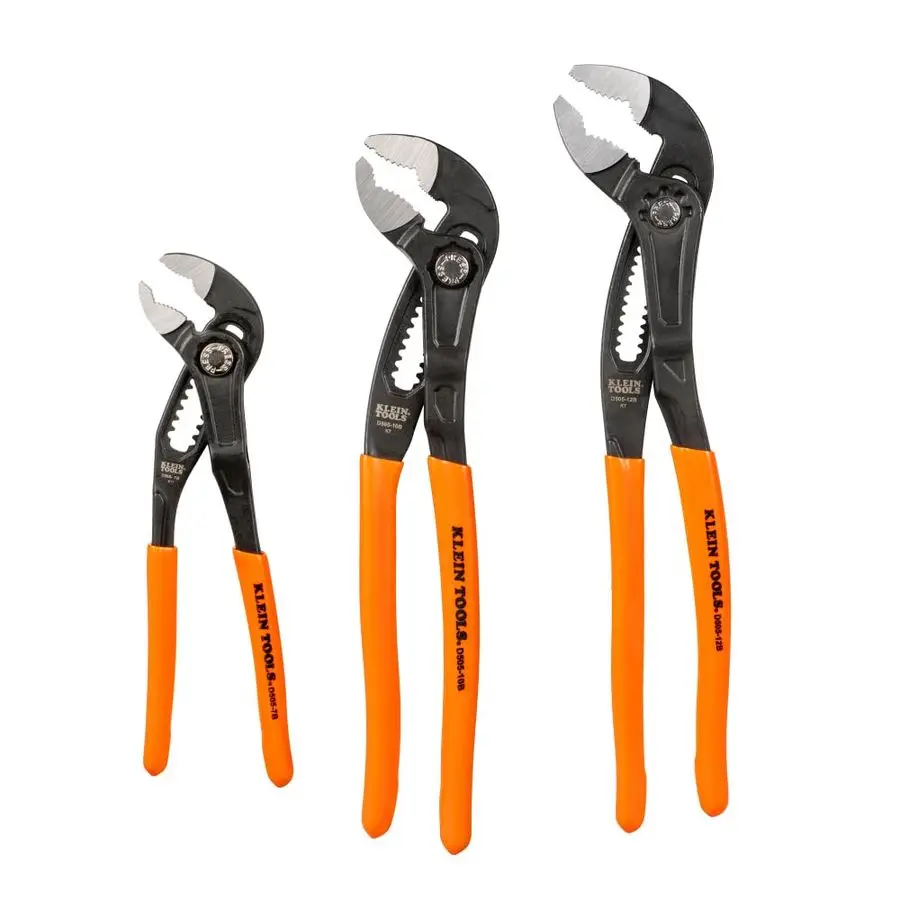 

D5053BKIT 3Piece Adjustable Pliers, QuickAdjust Klaw Pump Pliers Set, 7Inch, 10Inch, and 12Inch, Compact Design with VJaw and Ha