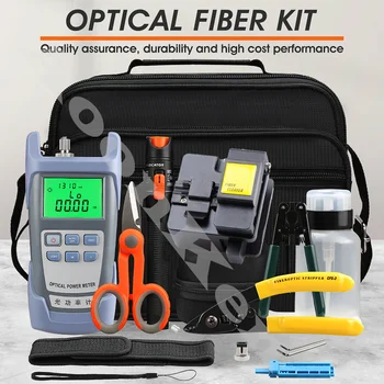 16pcs/lot Fiber Optic FTTH Tool Kit with HB-08 Fiber Cleaver Optical Power Meter 10mw Visual Fault Locator Wire Stripper