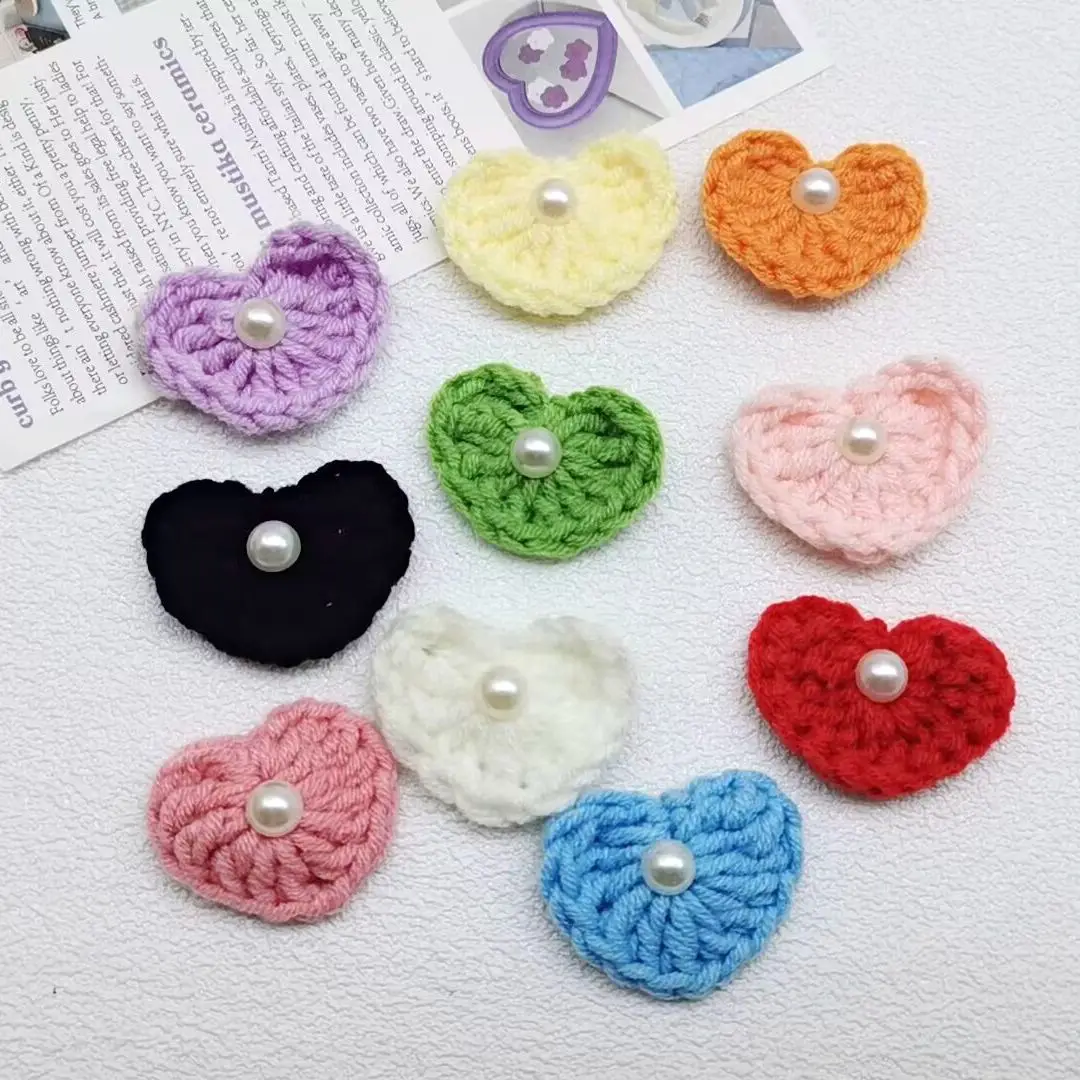 10PCS Handmade new crochet wool cute heart flower accessories hair accessories shoes flower handmade accessories clothes accesso