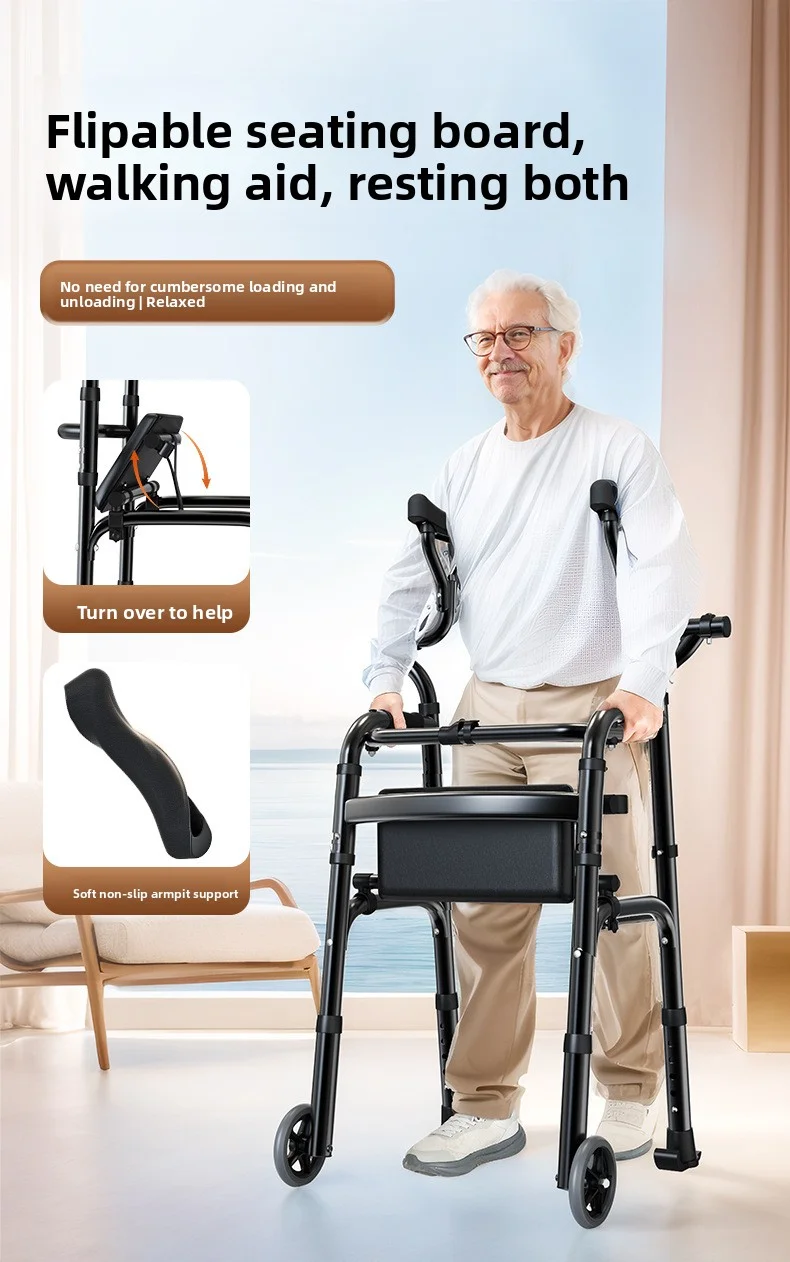 

Arm Walker Aid Foldable Double For Elderly Disabled People Walking Rehabilitation Station Frame Fitness Equipment For Disabled