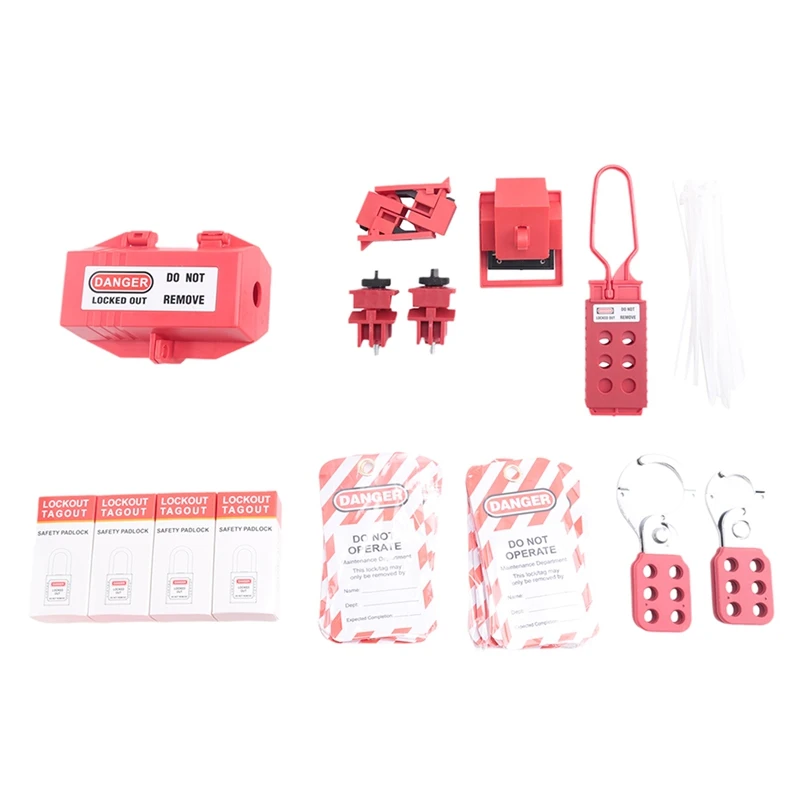 Hasp Set Strap, Carrying Case Set Clamp And Universal Multi-Pole Circuit Breaker Lockout