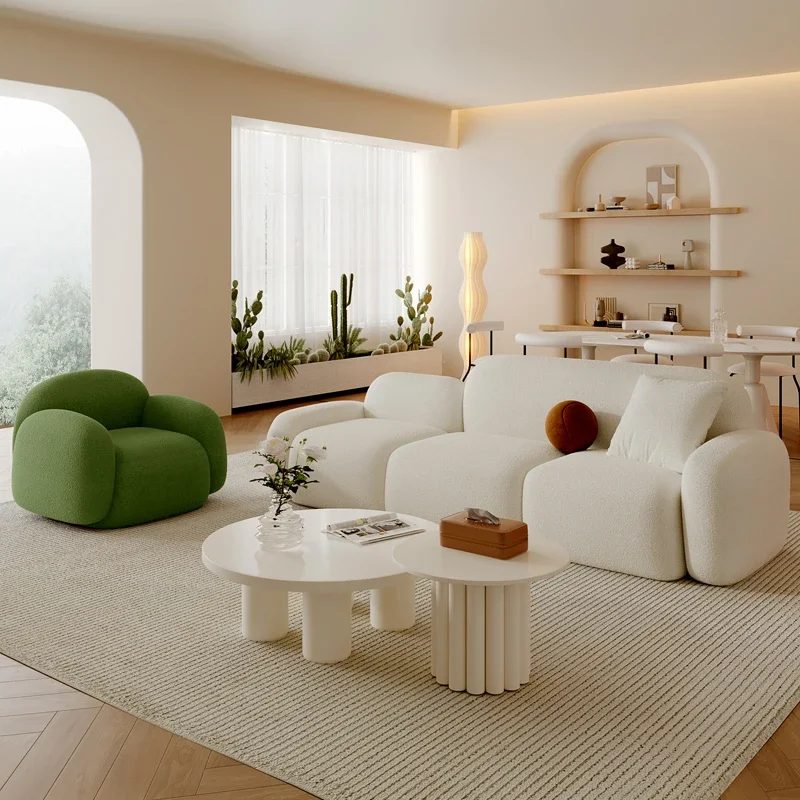 

Cream Wind Designer Sofa Leisure Nordic Living Room Lazy Salon Romantic Sofas Hallway Decor Aesthetics Divano Home Furniture