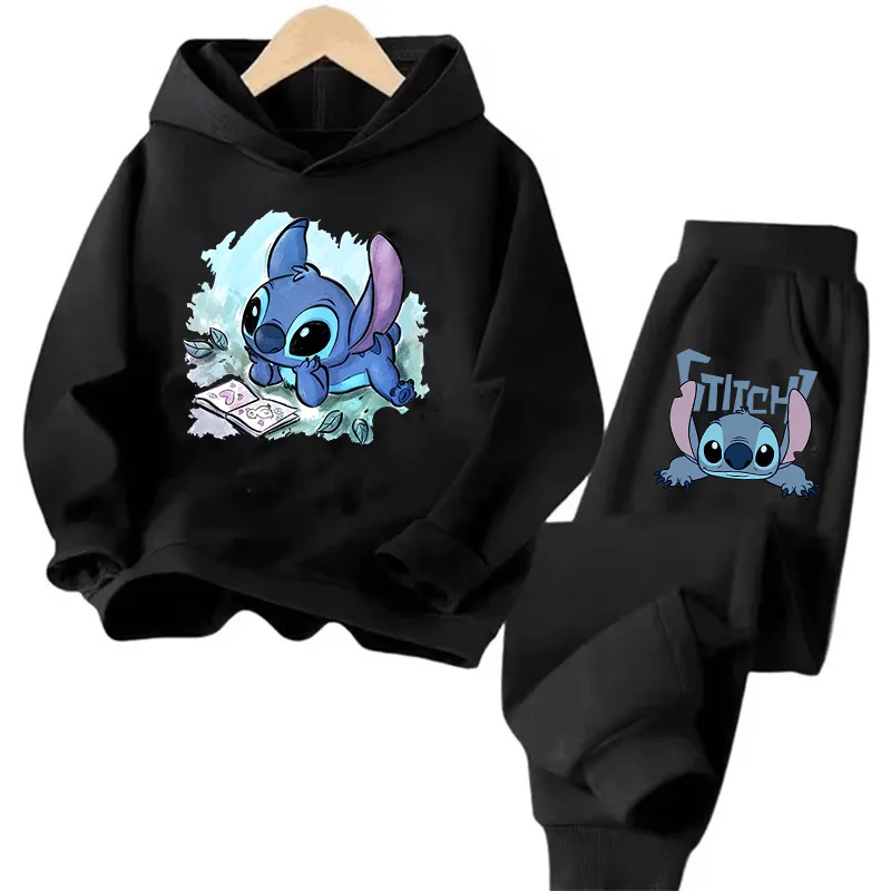 Funny Children Hoodies Stitch Fashion Pullover Sweatshirt Anime Trucksuit Manga Cartoons Girls Boy Kids Autumn Casual Clothes