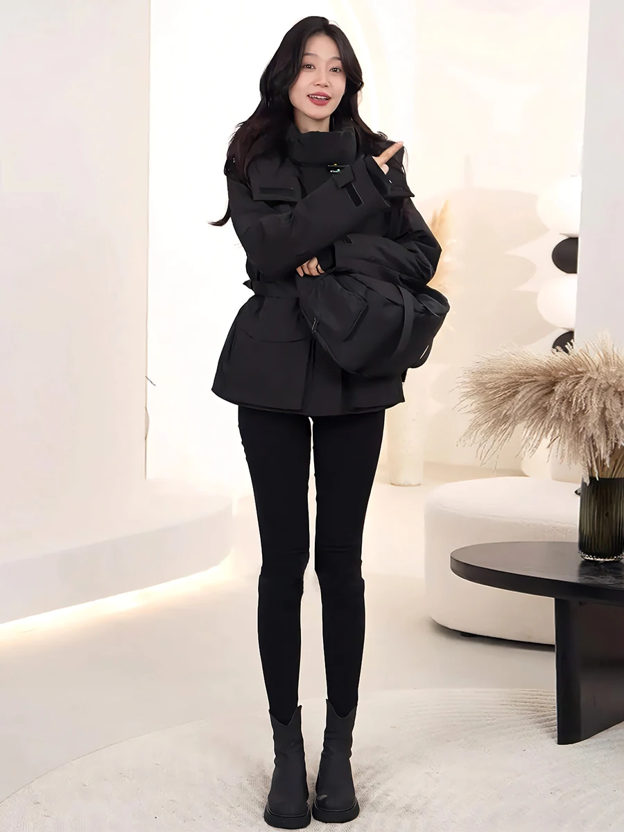 Women's Parka Sle Du down Jaet Thiened Winter Coat Extreme Cold Resistant Commute Sle Hooded Regular Length