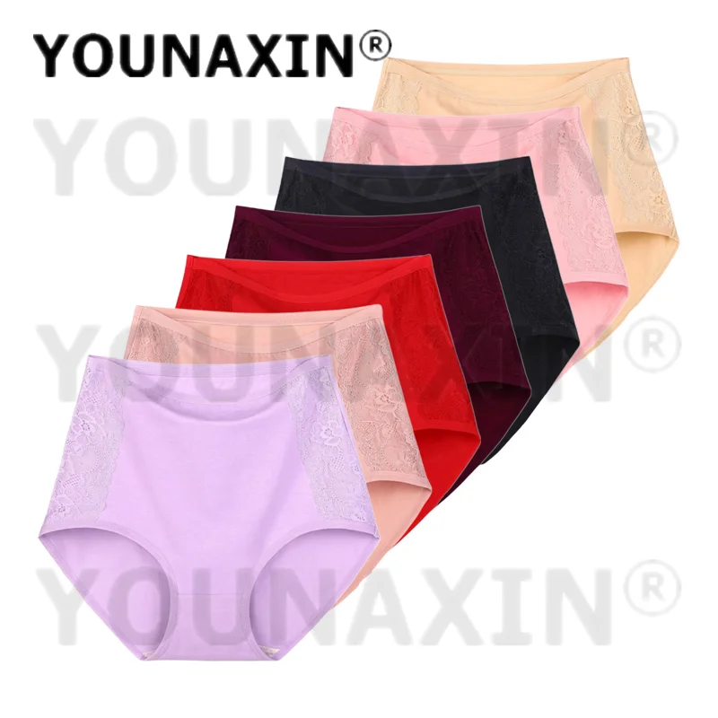 

YOUNAXIN, комплект из 7 женских трусов больших размеров с высокой посадкой, хлопковые трусики, комфортное мягкое нижнее белье XL 2XL 3XL 4XL 5XL 6XL