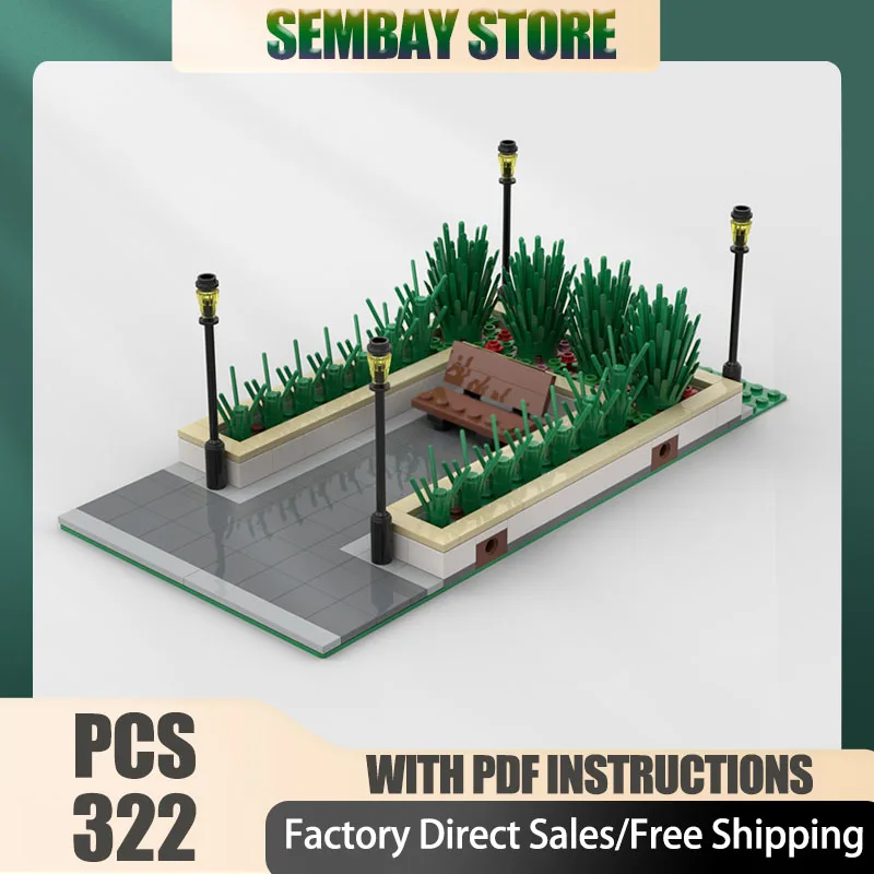 Modelo City Street View Moc, bloques de construcción, modelo de parque urbano Modular, bloques tecnológicos, juguete DIY de Navidad, regalos de construcción