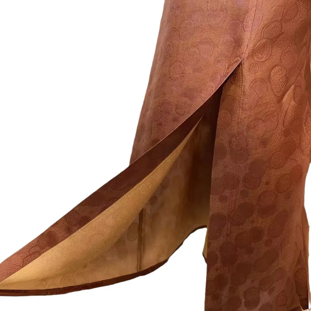 High Quality Red Cloud Yarn off-Neck Sleeveless Loose Dress Women's Summer 2024 Split Pocket