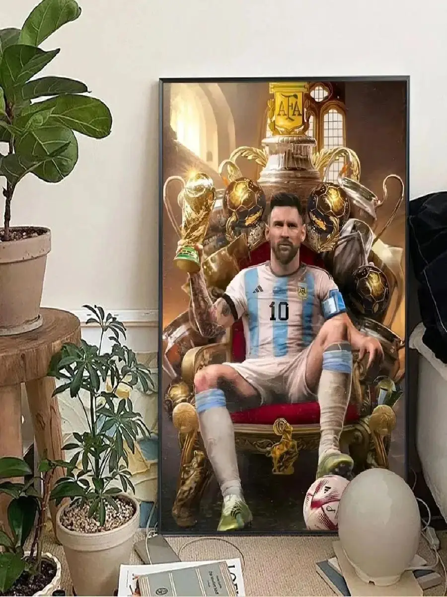 Lionel Messi Football Canvas Poster  Vintage Sports Wall Art for Bedroom Study Room Club Bar  Home Decor  Wall Decoration