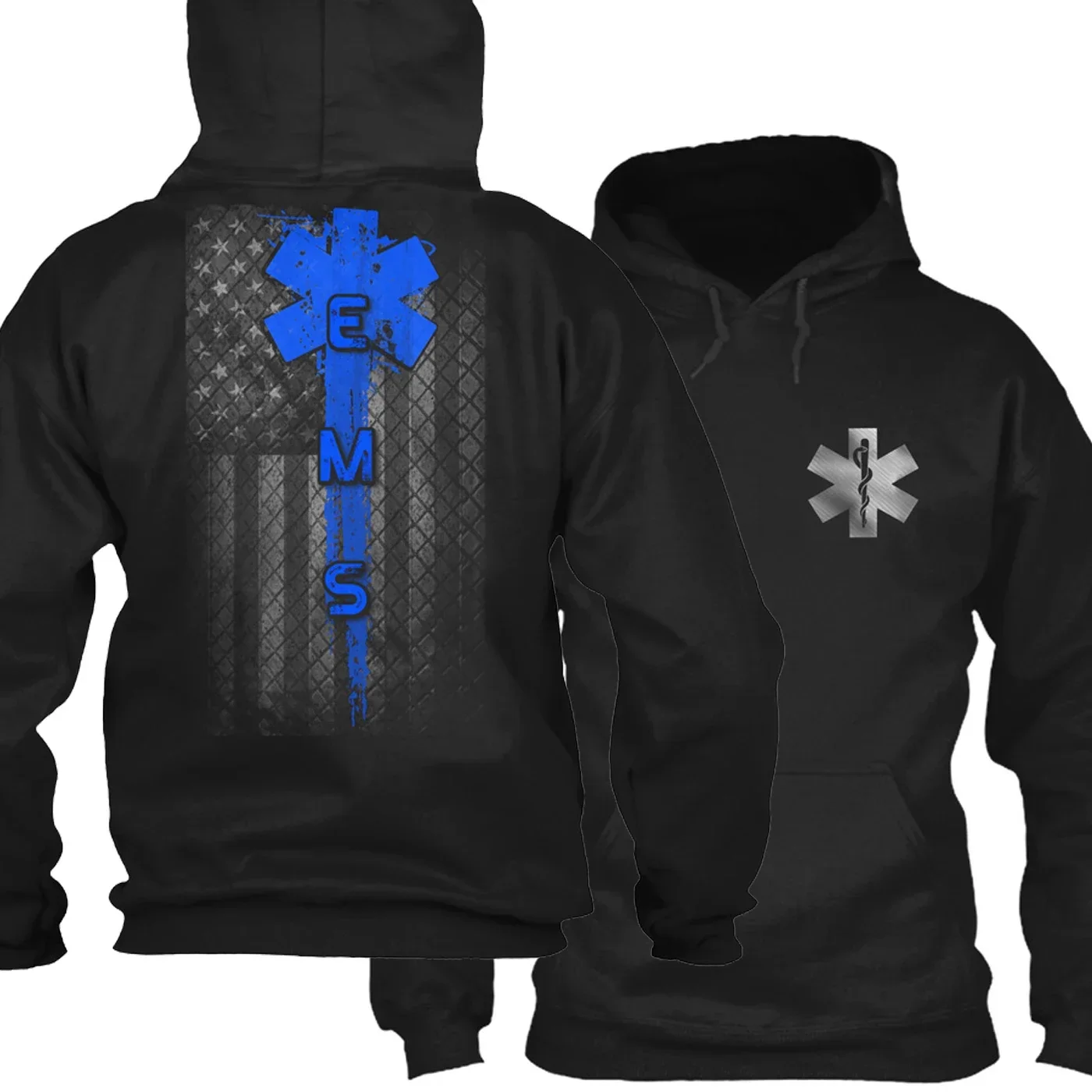 American Flag Star of Life Medical Paramedic Pullover Hoodie Comfortable Cotton Casual Mens Sweatshirt Fashion Streetwear