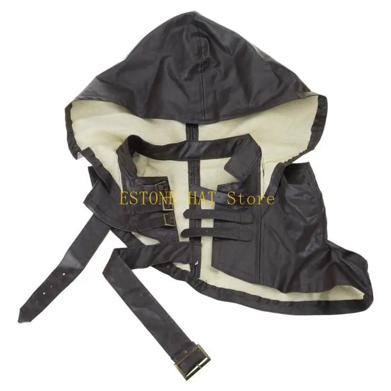 

49MF Средневековая готическая шляпа-капюшон из искусственной кожи с регулируемой пряжкой и ремешком в стиле стимпанк, накидка с