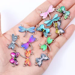 20Pcs 23*12mm Colorful Dripping Enamel Painting Butterfly Dragonfly Pendants Connector DIY Insect Necklace Bracelet Accessories