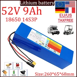 New 18650 14S3P 52V 9Ah lithium battery pack with built-in high-power BMS, suitable for 48V 0-1500 Solar rechargeable battery