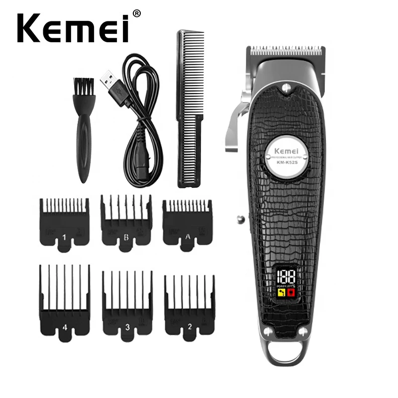 Kemei Professional fade Hair Clipper Men Cordless Barber hair trimmer Rechargeable Hair Cutting machine LED Display Grooming kit