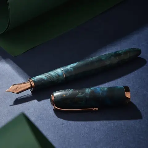 High Quality Hongdian A10 Stabilized Wood Fountain Pen EF/F Nib Handcraft Blue Writing Pen