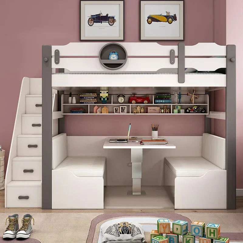 

Nordic bed multi-functional combination with desk bunk children's high and low under table small apartme