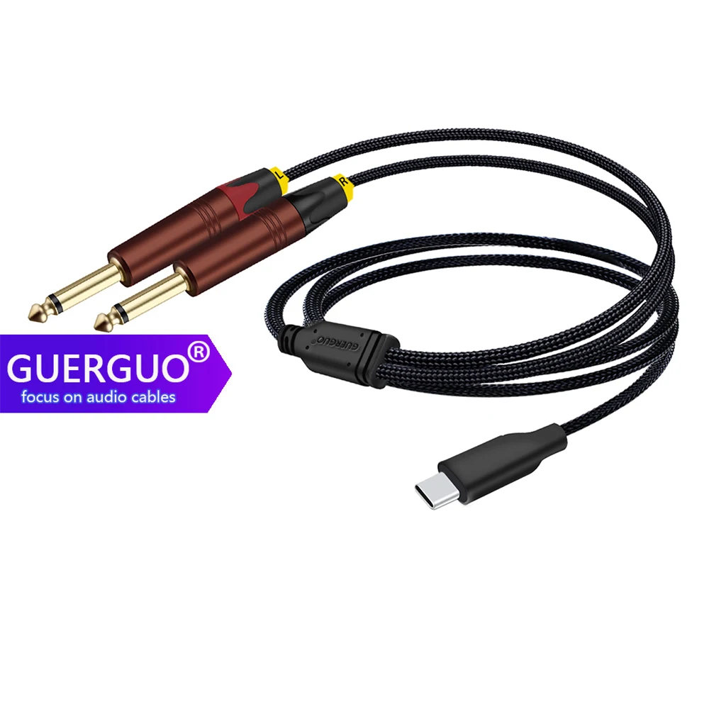 

USB C to Dual 6.35/6.5mm 1/4 inch Mono/Stereo Y Splitter Cable,Type C to Dual 1/4" TS/TRS Audio Cord for Laptop,Amplifier,Mixer