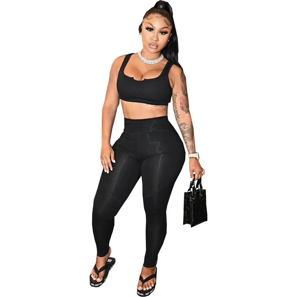 Vest Crop Top Tank Pants Suits for Joggers Woman Set 2 Piece Sets Womens Outfits Long Pants Gym Clothes Track Suits Fitness Sets