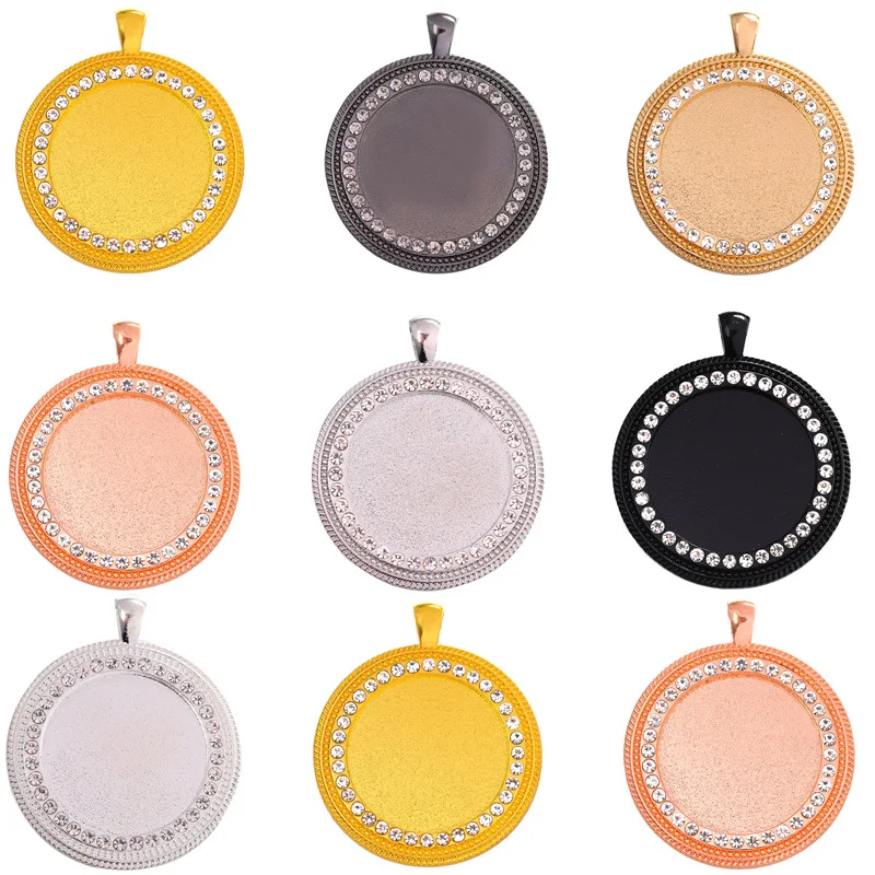 

25mm 30mm Picture Photo frame pendant trays crystal bling bezel sublimation pendant blanks