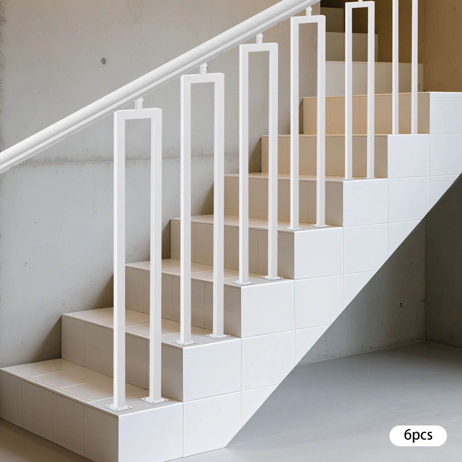 ชุดราวแขวนบันไดรูปตัวยูสีขาวขนาด 36 นิ้ว - 6 ชิ้นรองรับบันไดแข็งแรงทนทานเน้นราวบันไดที่ทนทาน