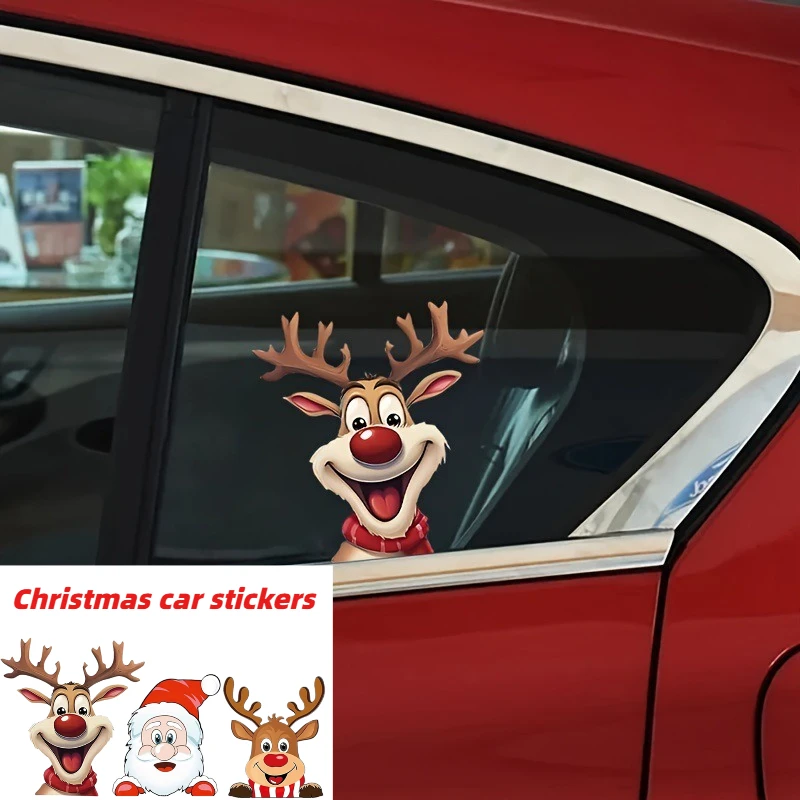 ملصقات سيارة عيد ميلاد سعيد مقاومة للماء سانتا كلوز وديكورات نافذة الرنة مناسبة لملصقات كمبيوتر السيارة قطعة واحدة #4