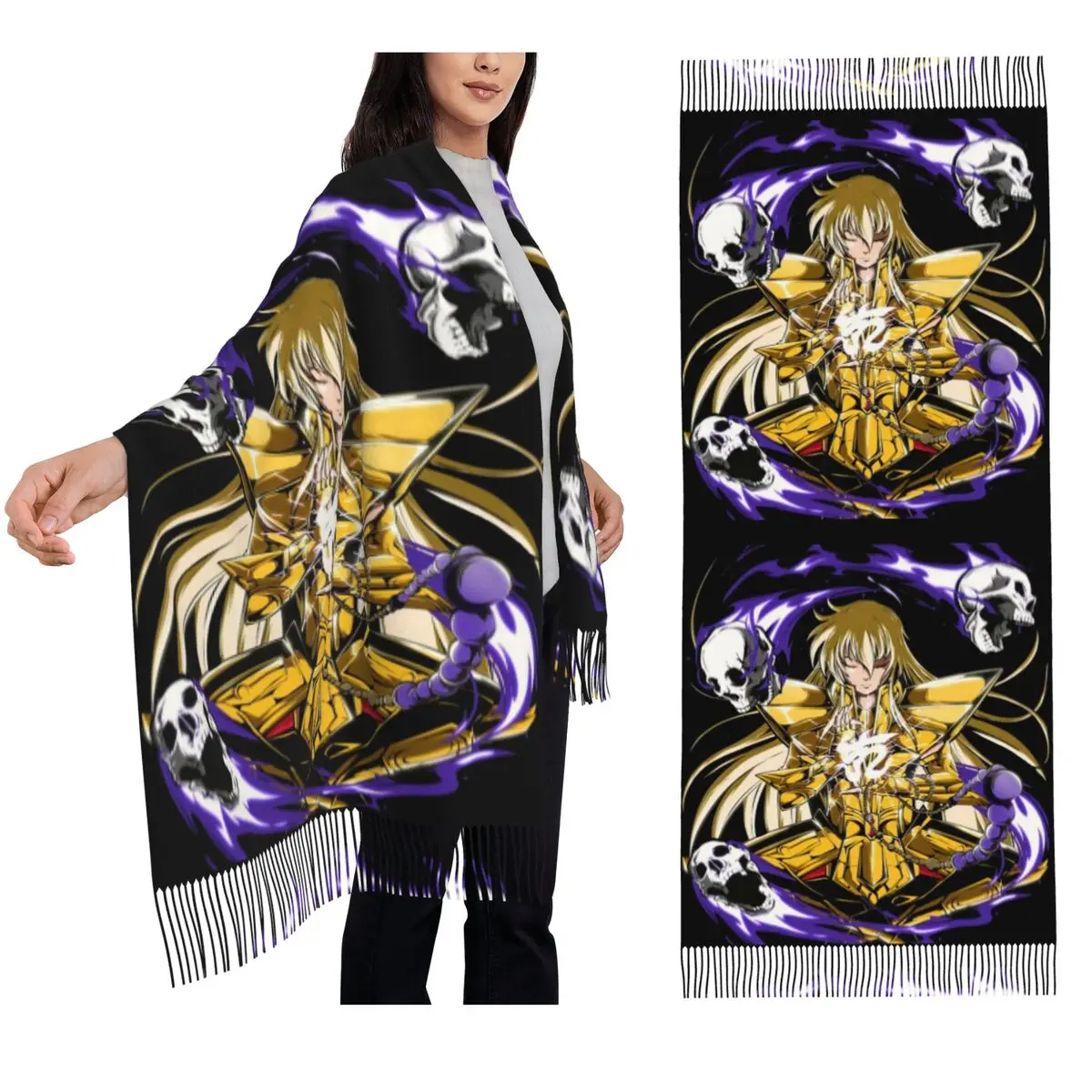 

Рыцари Зодиака Saint Seiya Шарф Шарфы с кисточками Женские мягкие теплые шали и накидки Большая осенне-зимняя шаль