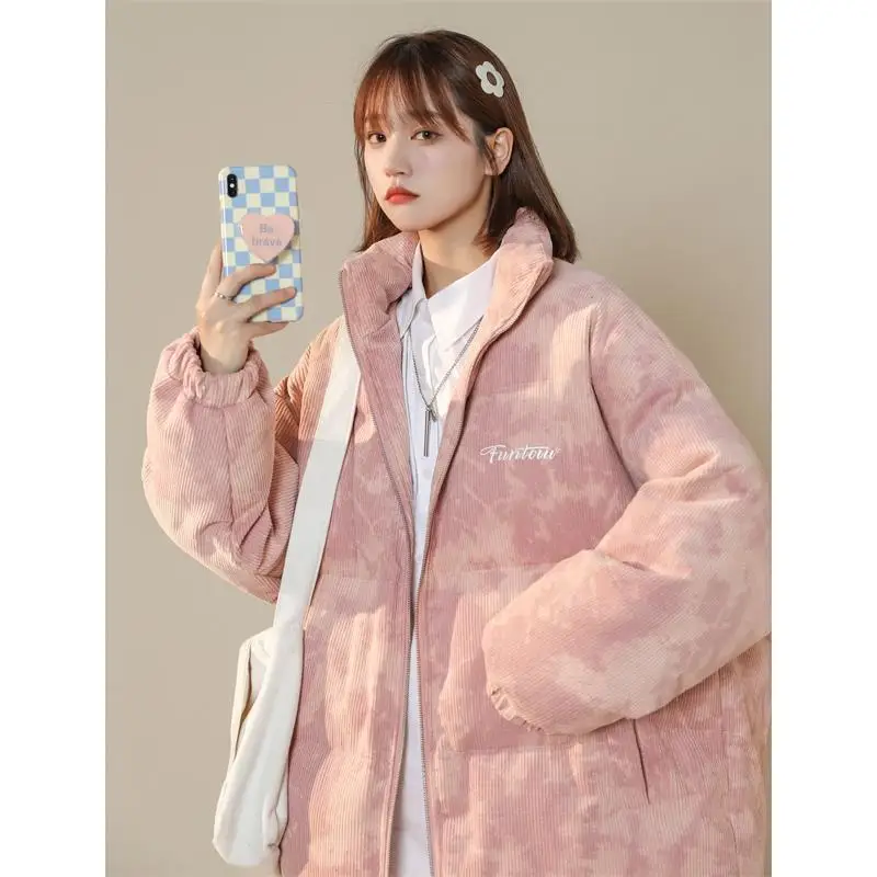 UMI MAO Corduroy Coat Autumn Winter Jacket New Tie Dyeing Stand Up Collar Thickened Warm Cotton Coat