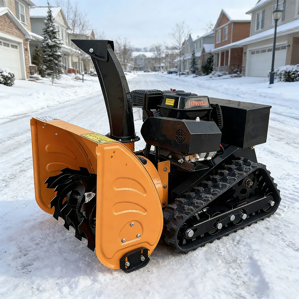 Remote Control Electric Snow Blower Robot Battery Powered Tracked Autonomous Machine for Road Home Commercial Clearing